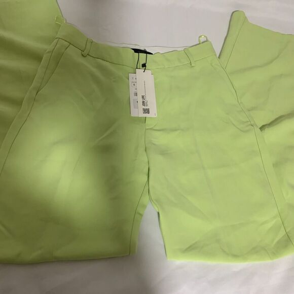 Women's  Zara lime green wide leg trouser pants, size S office/work wear elegant - Picture 3 of 6